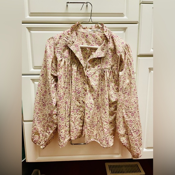 Emerson Fry Cecile Blouse Purple Calico Floral Sz XS - Picture 8 of 8